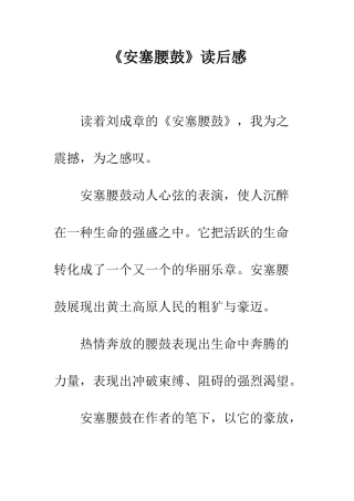 《安塞腰鼓》读后感