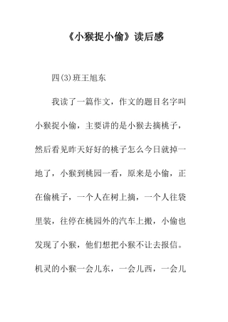 《小猴捉小偷》读后感
