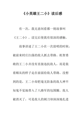 《小英雄王二小》读后感