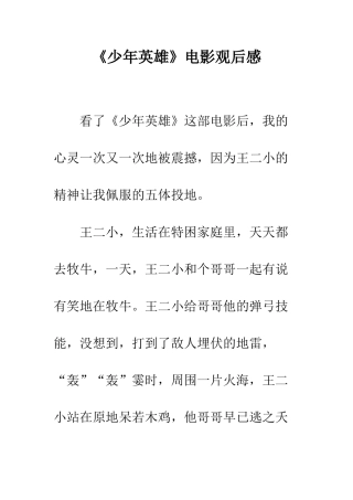 《少年英雄》电影观后感