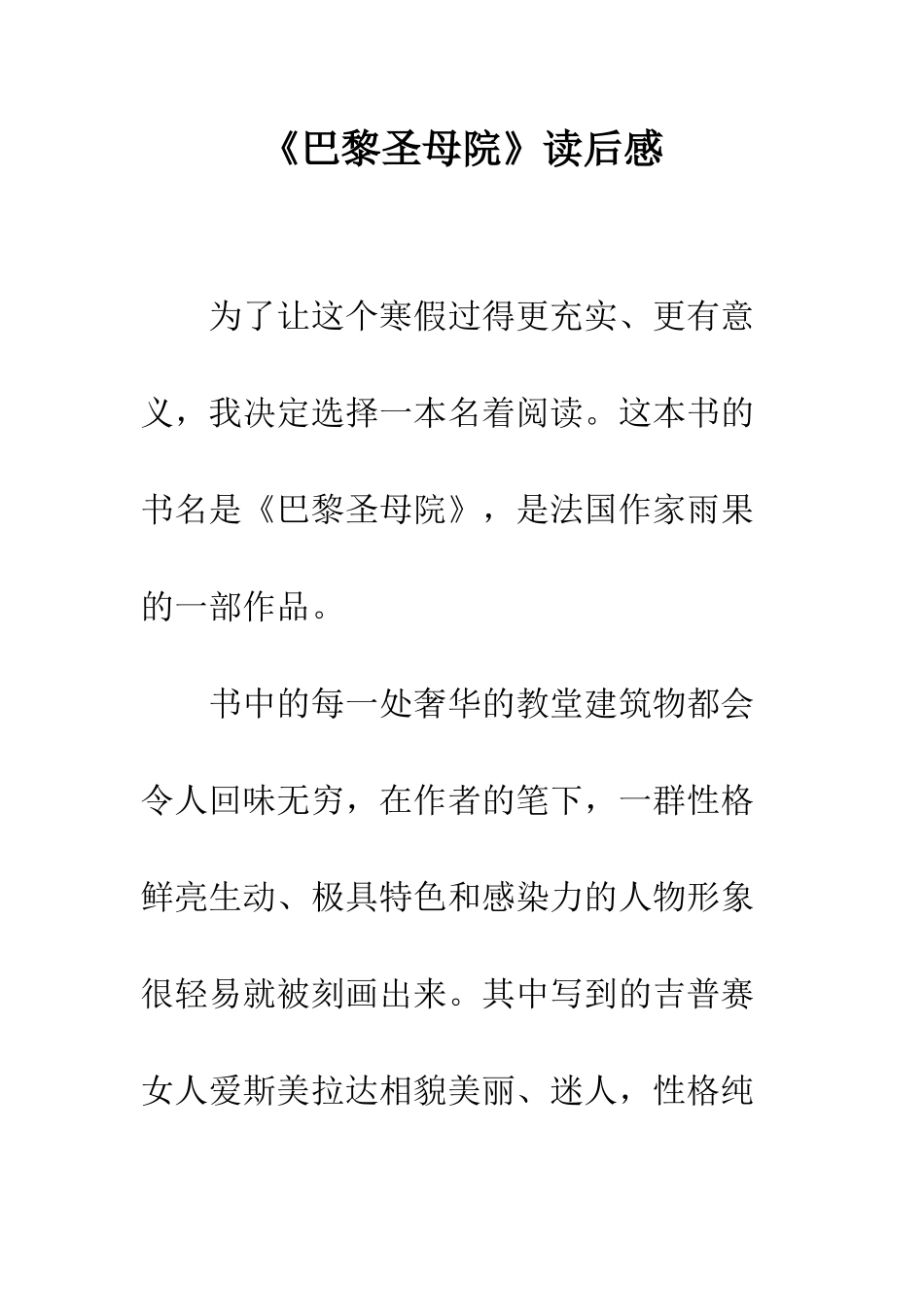 《巴黎圣母院》读后感-5_第1页