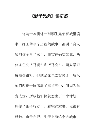 《影子兄弟》读后感