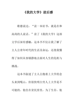《我的大学》读后感