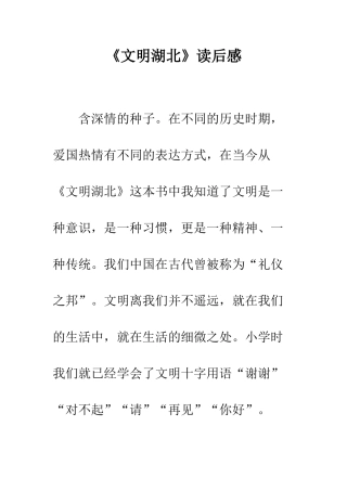 《文明湖北》读后感