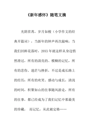 《新年感怀》随笔文摘