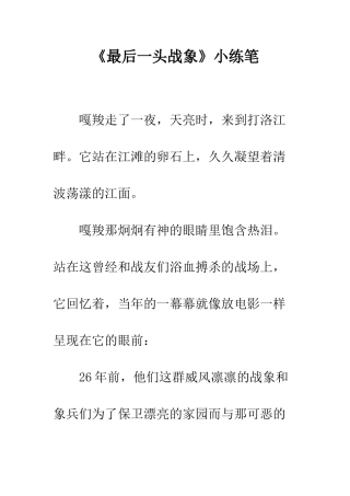 《最后一头战象》小练笔