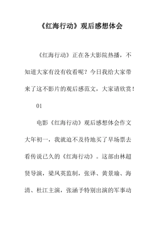《红海行动》观后感想体会