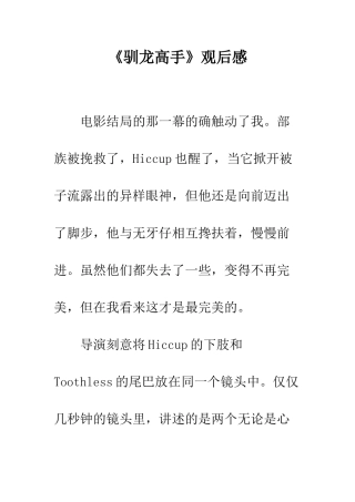 《驯龙高手》观后感