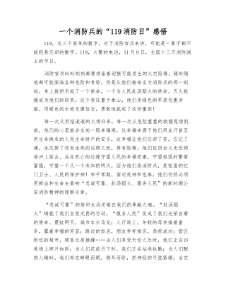 一个消防兵的“119消防日”感悟