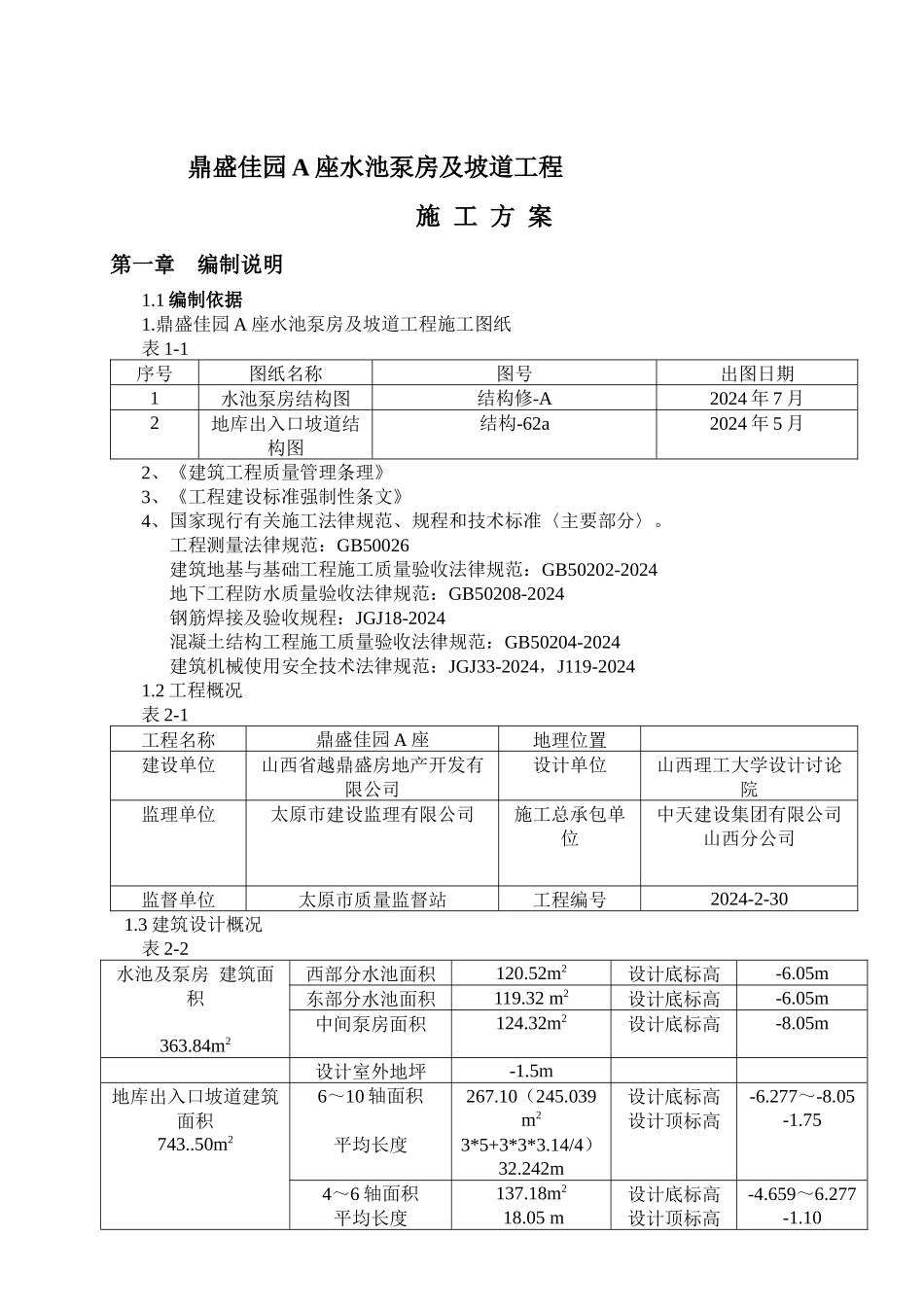 消防水池泵房及车库坡道施工组织设计方案_第2页