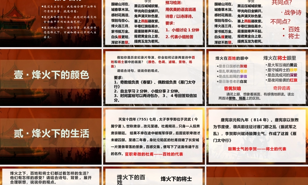 烽火悠悠，乱世悲歌——春望、雁门太守行比较