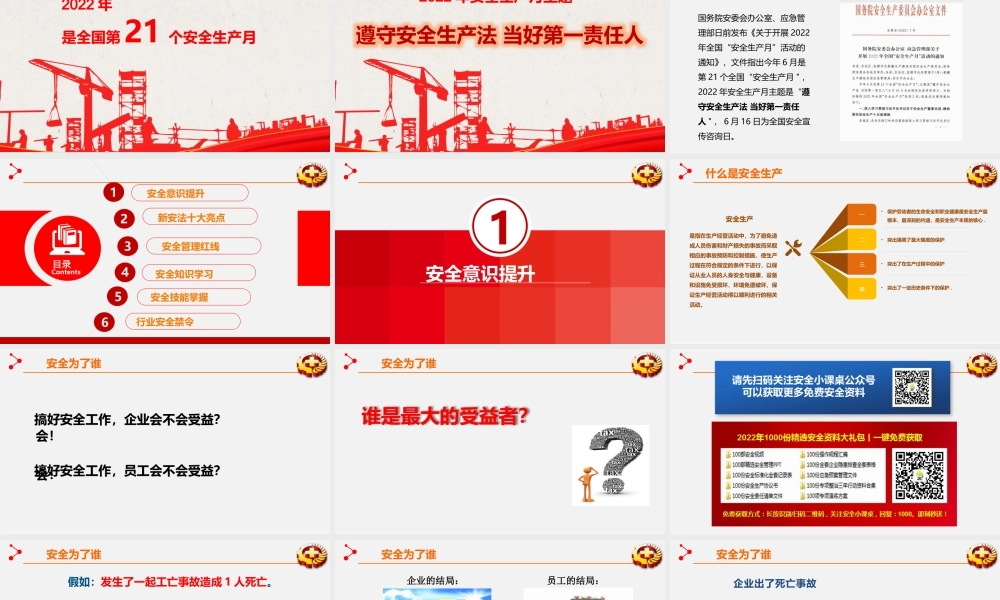 2022年安全生产月主题宣讲课件-T