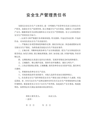 从业人员责任书 （班组长与成员签）