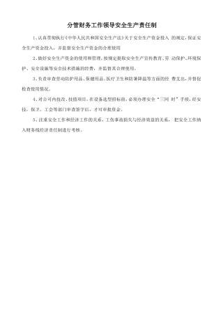 分管财务工作领导安全生产责任制