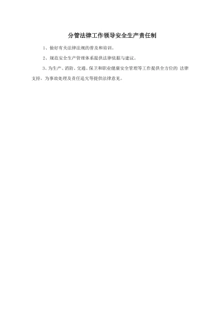 分管法律工作领导安全生产责任制