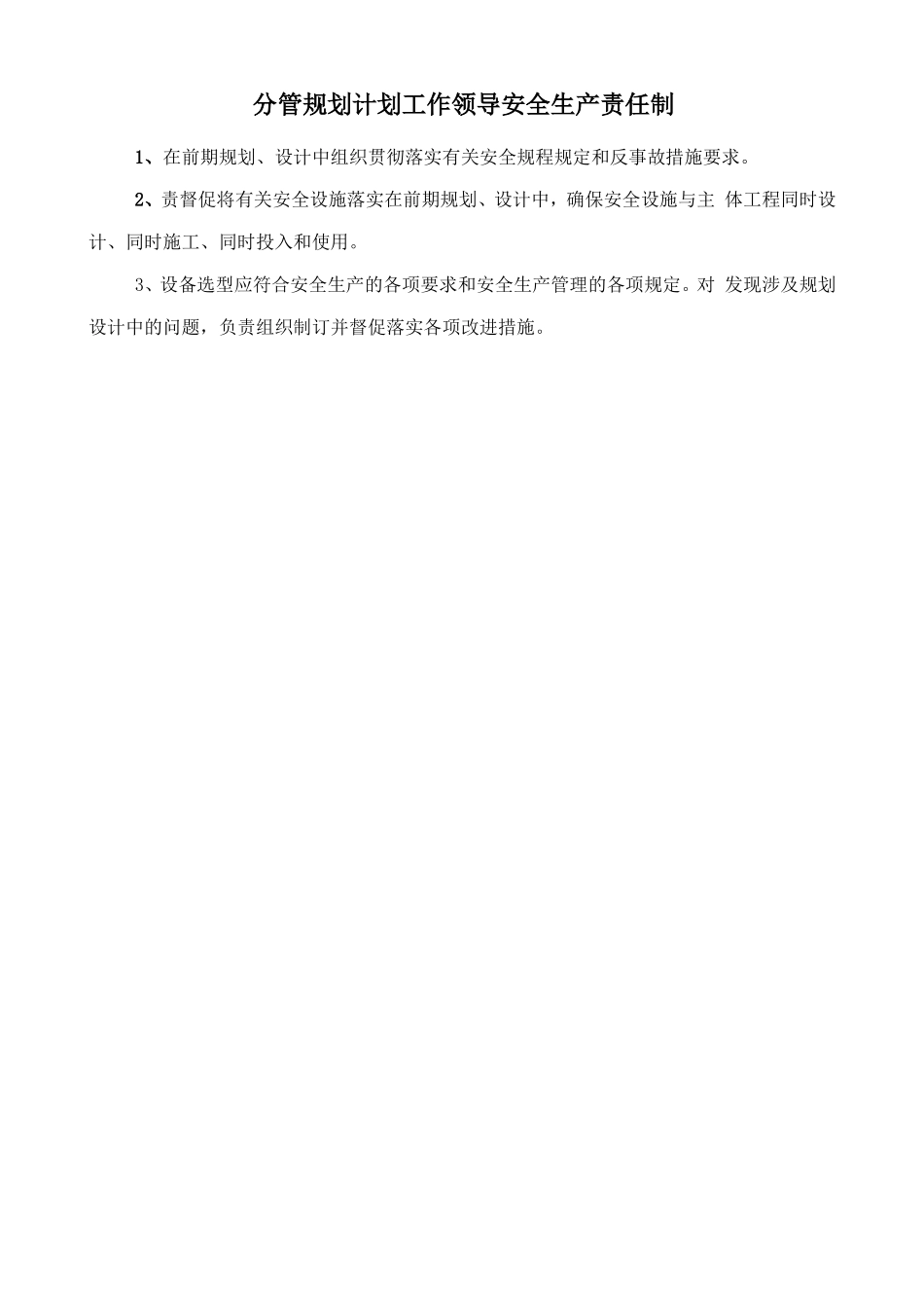 分管规划计划工作领导安全生产责任制_第1页