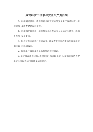 分管经营工作领导安全生产责任制