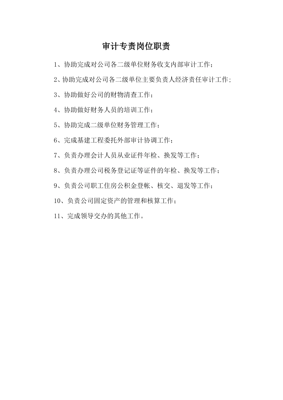 审计专责岗位职责_第1页