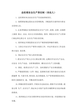总经理安全生产责任制（非法人）