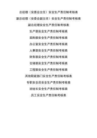 【考核】全套安全生产责任制考核表