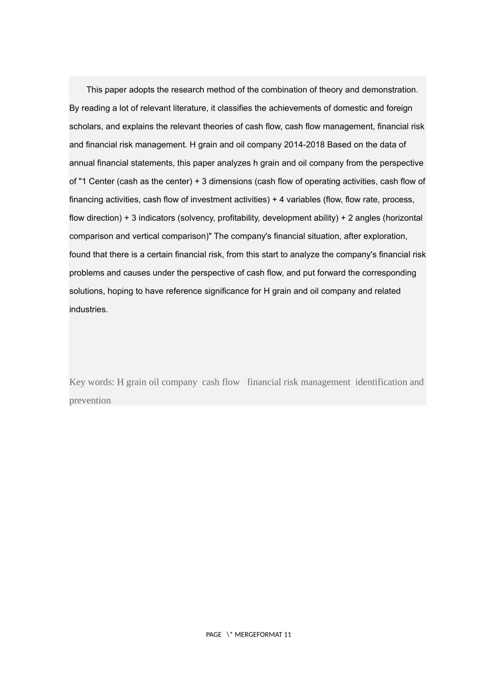 现金流视角下H粮油公司财务风险分析及控制研究_第3页