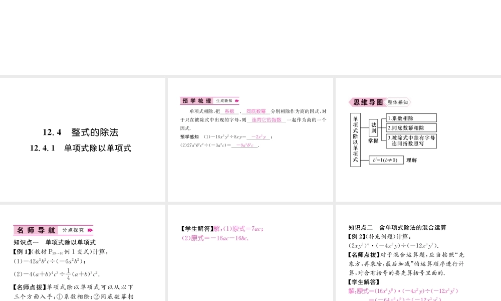 12.4.1  单项式除以单项式
