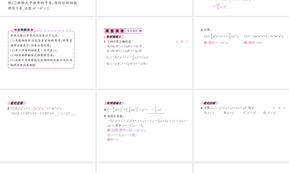 12.4.1  单项式除以单项式
