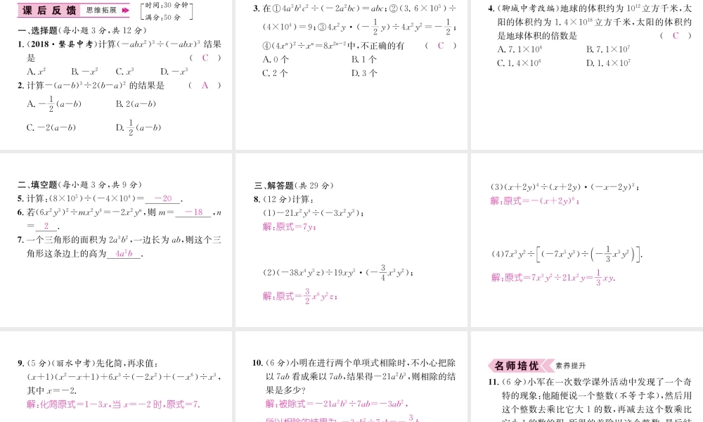 12.4.1  单项式除以单项式