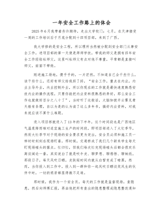一年安全工作路上的体会