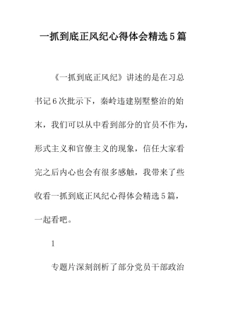 一抓到底正风纪心得体会精选5篇