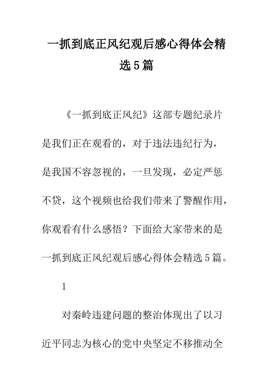 一抓到底正风纪观后感心得体会精选5篇_第1页