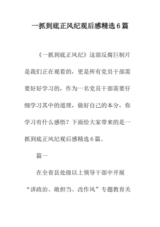 一抓到底正风纪观后感精选6篇