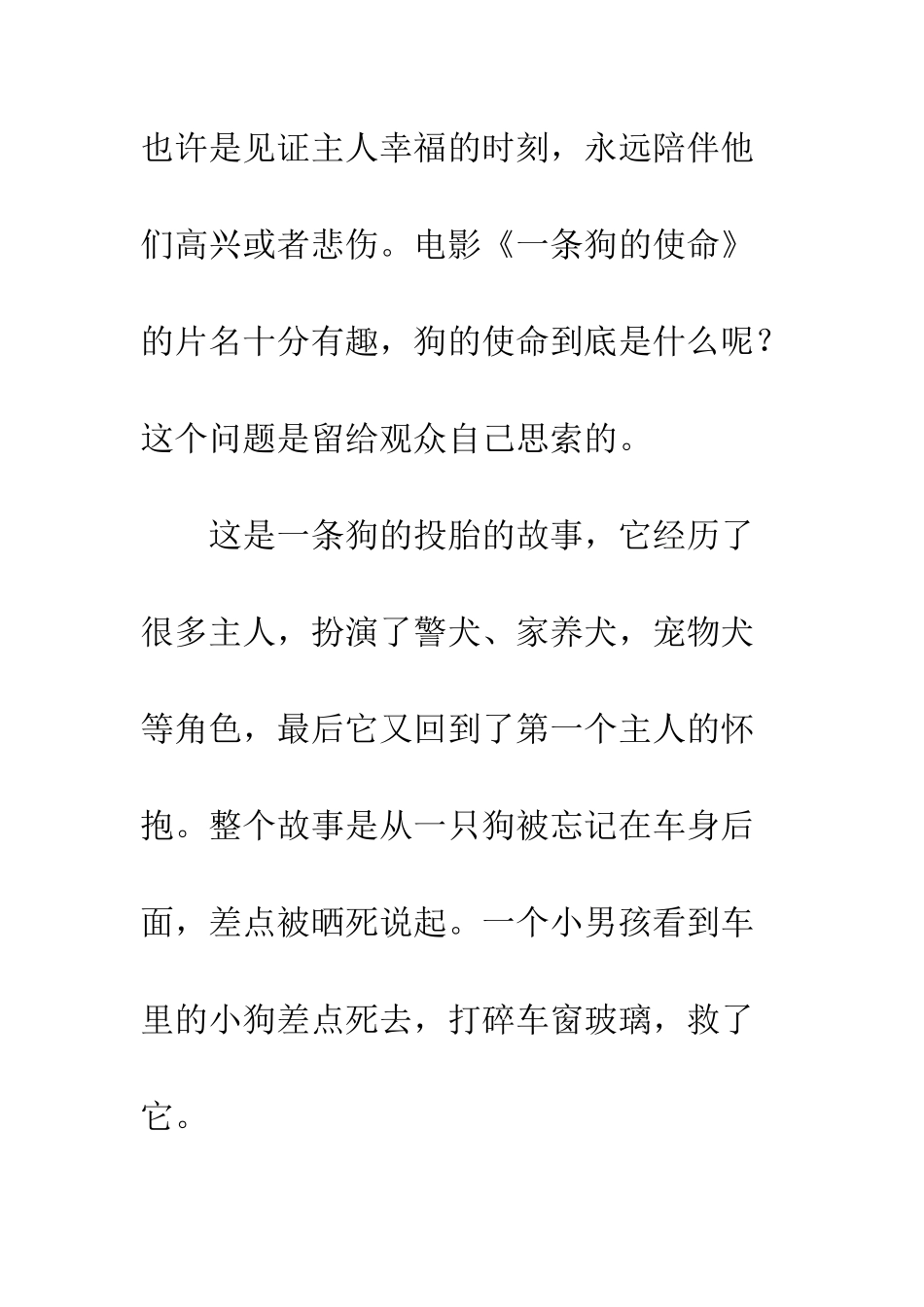 一条狗的使命观后感欣赏_第3页