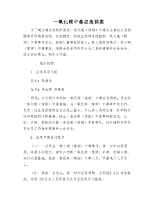 一氧化碳中毒应急预案