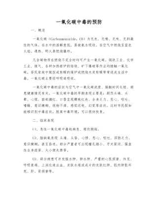 一氧化碳中毒的预防