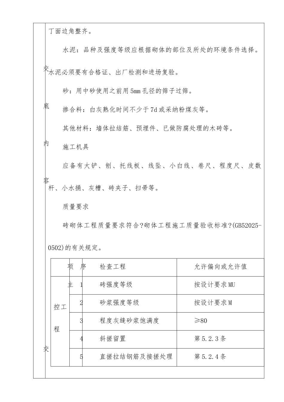 一般砖砌体砌筑工程----分项工程质量技术交底卡eee-_第2页