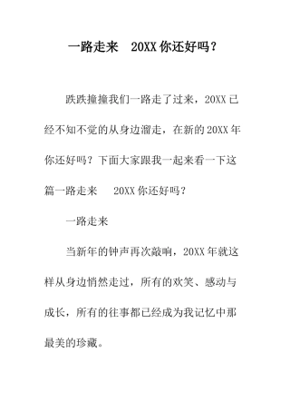 一路走来--20XX你还好吗？