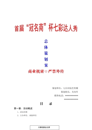 七彩达人秀策划方案总体
