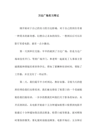 万达广场实习周记