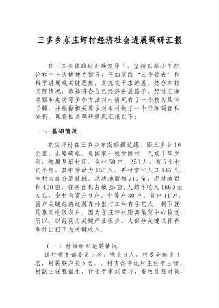 三多乡东庄坪村经济社会发展调研报告