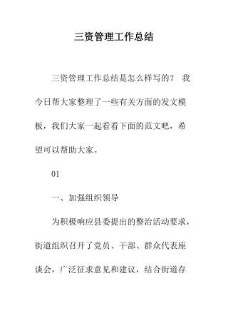 三资管理工作总结