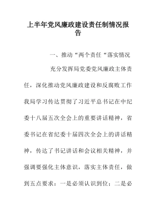 上半年党风廉政建设责任制情况报告