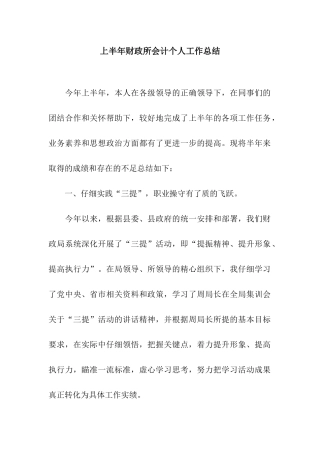 上半年财政所会计个人工作总结