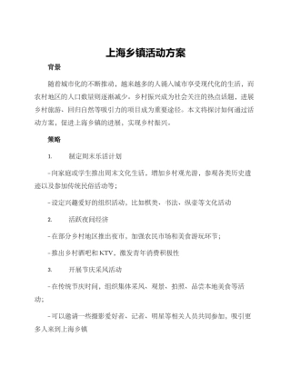 上海乡镇活动方案