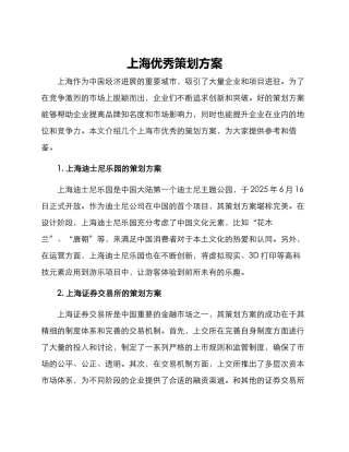 上海优秀策划方案