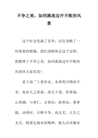 不争之美-如同溪流边开不败的风景