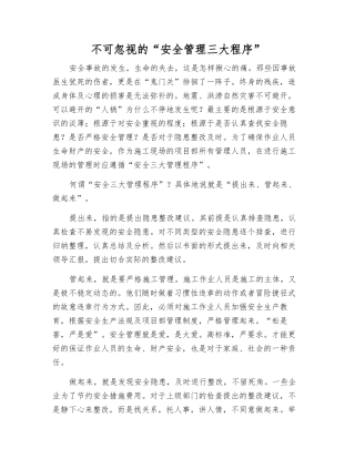 不可忽视的“安全管理三大程序”