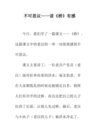 不可思议——读《桥》有感