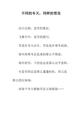 不同的冬天-同样的雪花