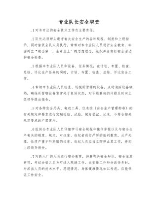 专业队长安全职责